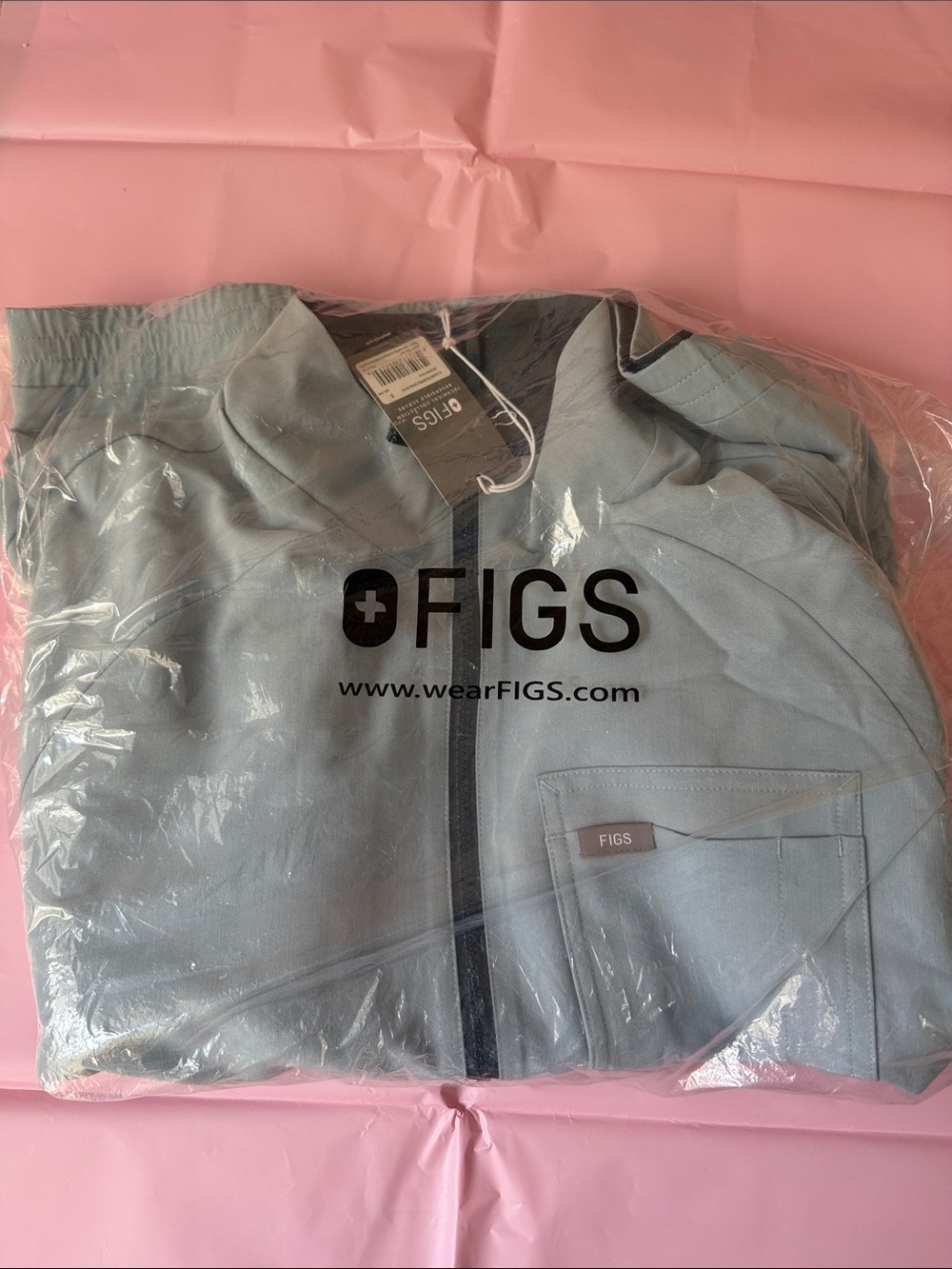 FIGS Men's Light Blue Zip-Front Shirt Jacket